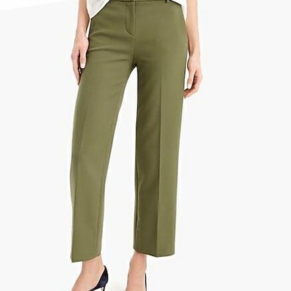 J Crew 365 High Rise Wide leg Peyton Pants Women's Olive Green Size 8